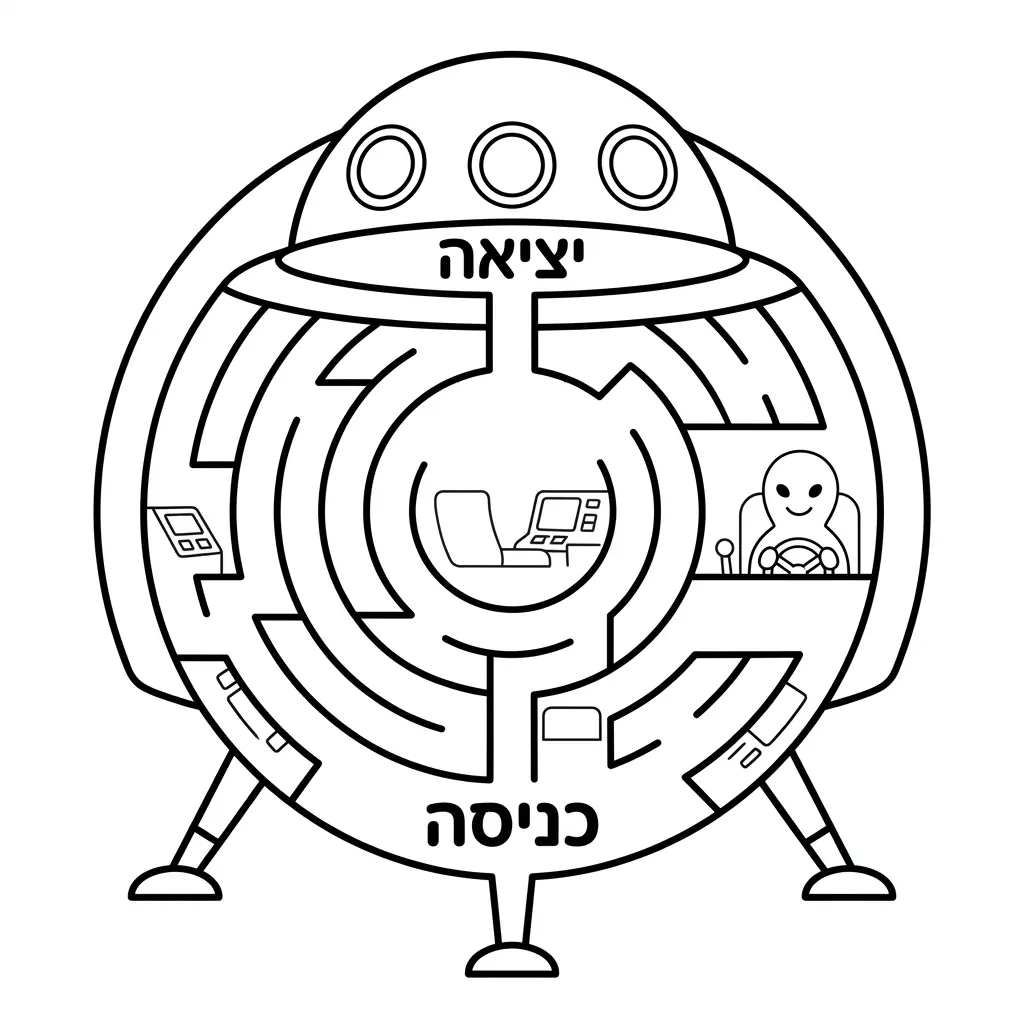 דף צביעה של מבוך חייזרי להדפסה