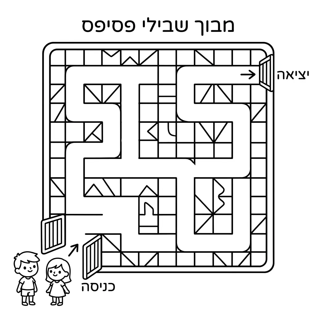 דף צביעה של מבוך שבילי פסיפס להדפסה