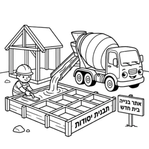דף צביעה של מערבל בטון יוצק יסודות להדפסה