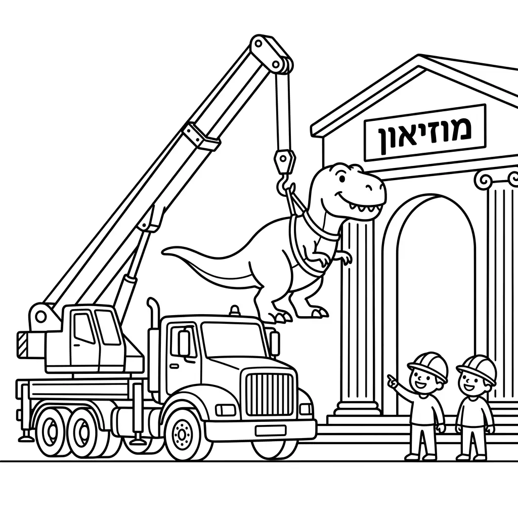דף צביעה של משאית מנוף במוזיאון להדפסה