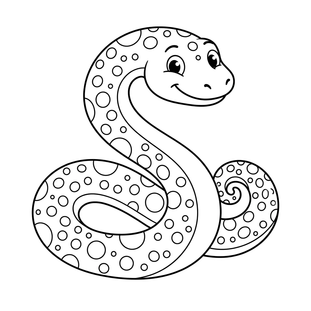 דף צביעה של נחש עיגולים להדפסה