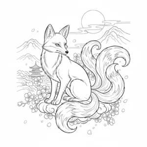 דף צביעה של שועל יפני להדפסה