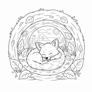 דף צביעה של שועל ישן להדפסה