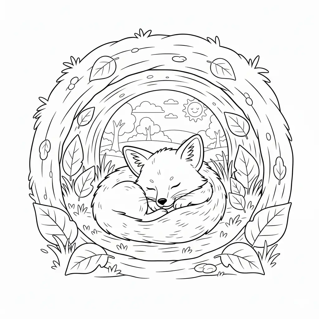 דף צביעה של שועל ישן להדפסה