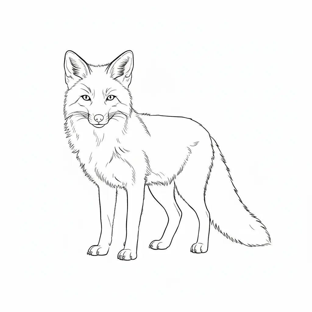 דף צביעה של שועל ריאליסטי להדפסה