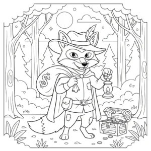 דף צביעה של שועל שודד להדפסה