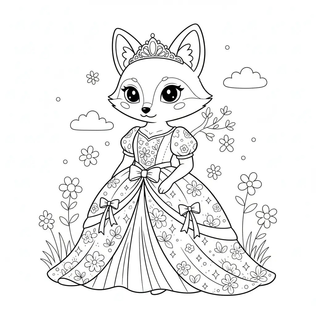 דף צביעה של שועלה בשימלה להדפסה