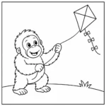 דף צביעה של אורנגאוטן מעיף עפיפון להדפסה
