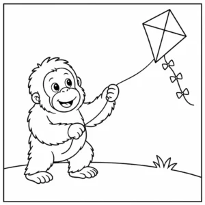 דף צביעה של אורנגאוטן מעיף עפיפון להדפסה