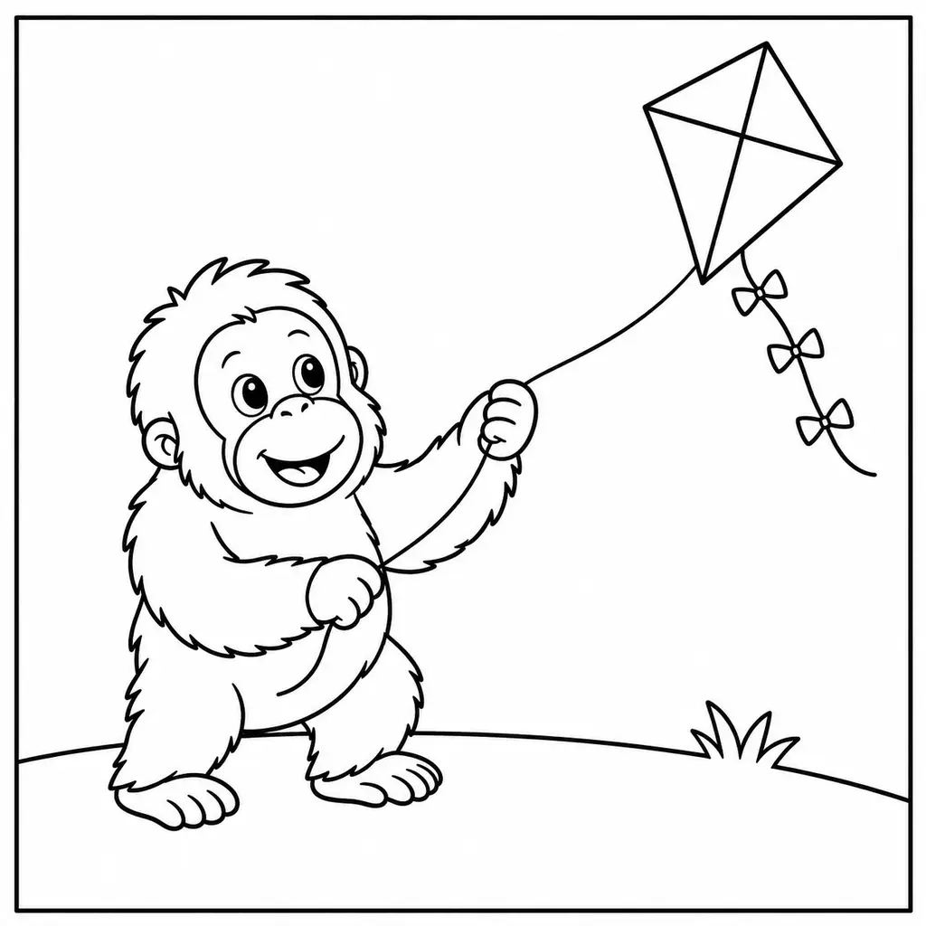 דף צביעה של אורנגאוטן מעיף עפיפון להדפסה