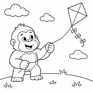 דף צביעה של גורילה מעיף עפיפון להדפסה