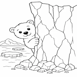 דף צביעה של דוב קוטב מחייך להדפסה