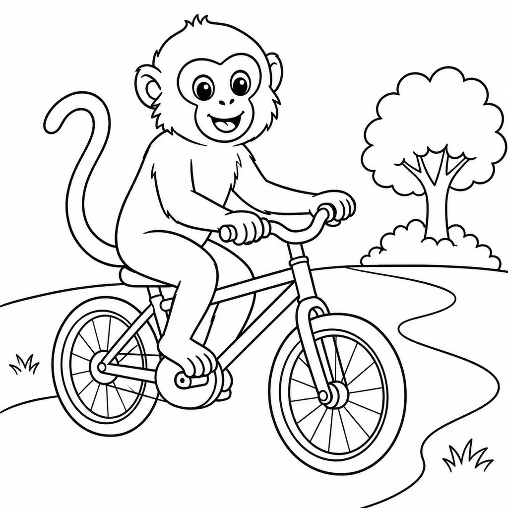 דף צביעה של לנגור רוכב על אופניים להדפסה