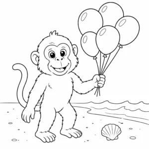 דף צביעה של מקוק סרטנים עם בלונים בים להדפסה