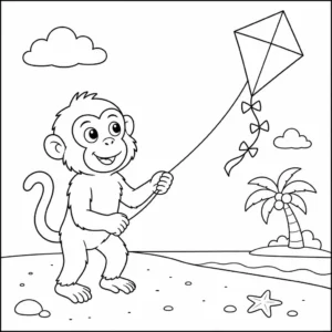 דף צביעה של מקוק סרטנים עם עפיפון להדפסה