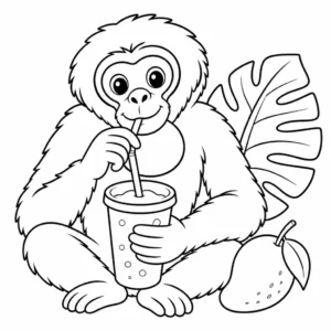 דף צביעה של סיאמנג שותה מיץ להדפסה