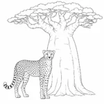דף צביעה של ציטה ליד עץ באובב להדפסה