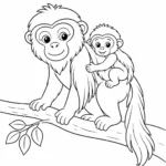דף צביעה של קולובוס וגור קטן על הגב להדפסה
