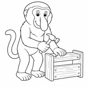דף צביעה של קוף חוטם נגר להדפסה